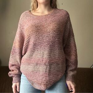 J. Jill Pure Jill Multicolored Textured Pink Ombre Crewneck Knit Sweater XL Tall